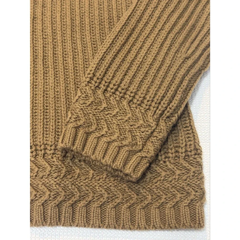 NWT L.L. Bean Signature Organic Cotton Mockneck Ribbed Sweater Walnut Large L